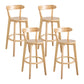 Modern Armless Backrest Counter Stool Wood Household Bar Stool with Cushion and Pedal Natural Natural 4 Piece Set Clearhalo 'Bar Furniture' 'Bar Stools' 'bar_stools' 'furn' 'furn_bar_stools' 'furniture_bar_stools' 'Kitchen & Dining Furniture' 'kitchen&dining_furn' 'kitchen' 'kitchen_furn' Furniture' 4372123