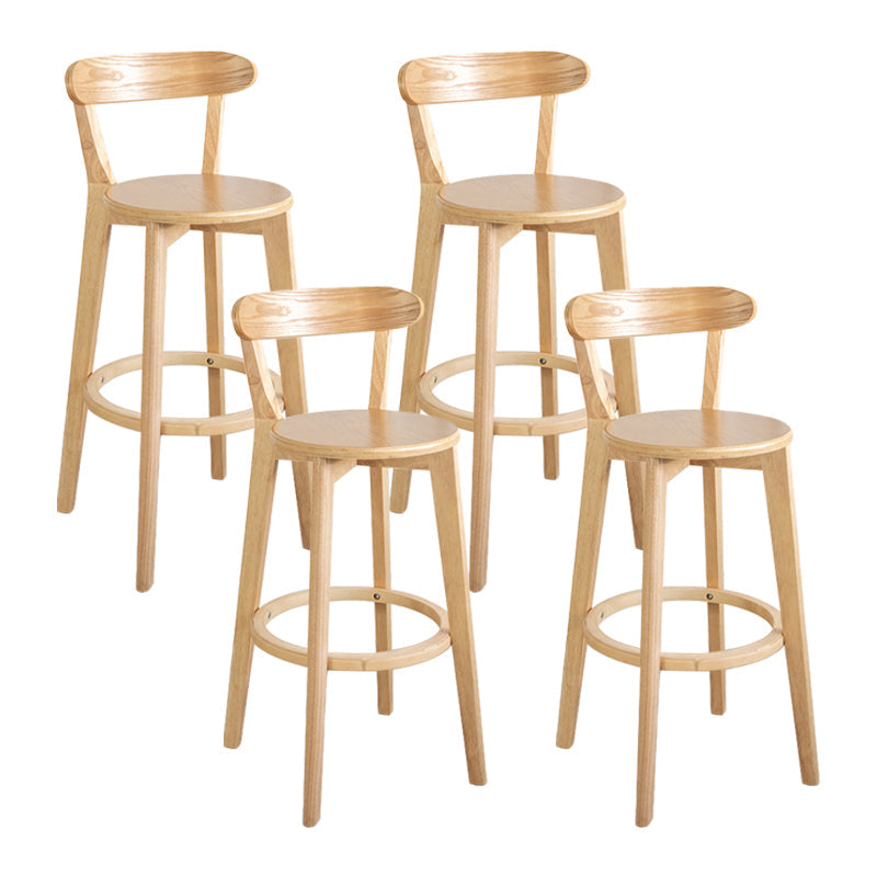 Modern Armless Backrest Counter Stool Wood Household Bar Stool with Cushion and Pedal Natural Natural 4 Piece Set Clearhalo 'Bar Furniture' 'Bar Stools' 'bar_stools' 'furn' 'furn_bar_stools' 'furniture_bar_stools' 'Kitchen & Dining Furniture' 'kitchen&dining_furn' 'kitchen' 'kitchen_furn' Furniture' 4372123