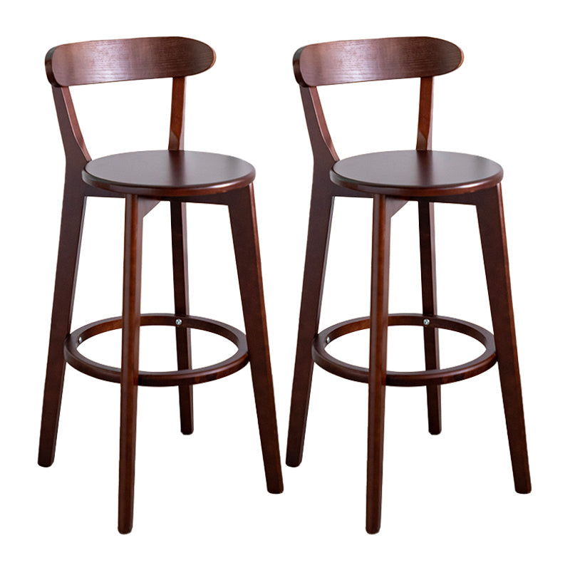 Modern Armless Backrest Counter Stool Wood Household Bar Stool with Cushion and Pedal Light Brown Brown 2 Piece Set Clearhalo 'Bar Furniture' 'Bar Stools' 'bar_stools' 'furn' 'furn_bar_stools' 'furniture_bar_stools' 'Kitchen & Dining Furniture' 'kitchen&dining_furn' 'kitchen' 'kitchen_furn' Furniture' 4372125