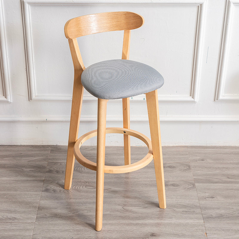 Modern Armless Backrest Counter Stool Wood Household Bar Stool with Cushion and Pedal Light Gray Natural 1 Piece Clearhalo 'Bar Furniture' 'Bar Stools' 'bar_stools' 'furn' 'furn_bar_stools' 'furniture_bar_stools' 'Kitchen & Dining Furniture' 'kitchen&dining_furn' 'kitchen' 'kitchen_furn' Furniture' 4372127