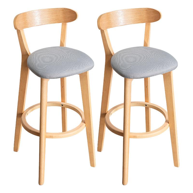 Modern Armless Backrest Counter Stool Wood Household Bar Stool with Cushion and Pedal Light Gray Natural 2 Piece Set Clearhalo 'Bar Furniture' 'Bar Stools' 'bar_stools' 'furn' 'furn_bar_stools' 'furniture_bar_stools' 'Kitchen & Dining Furniture' 'kitchen&dining_furn' 'kitchen' 'kitchen_furn' Furniture' 4372128