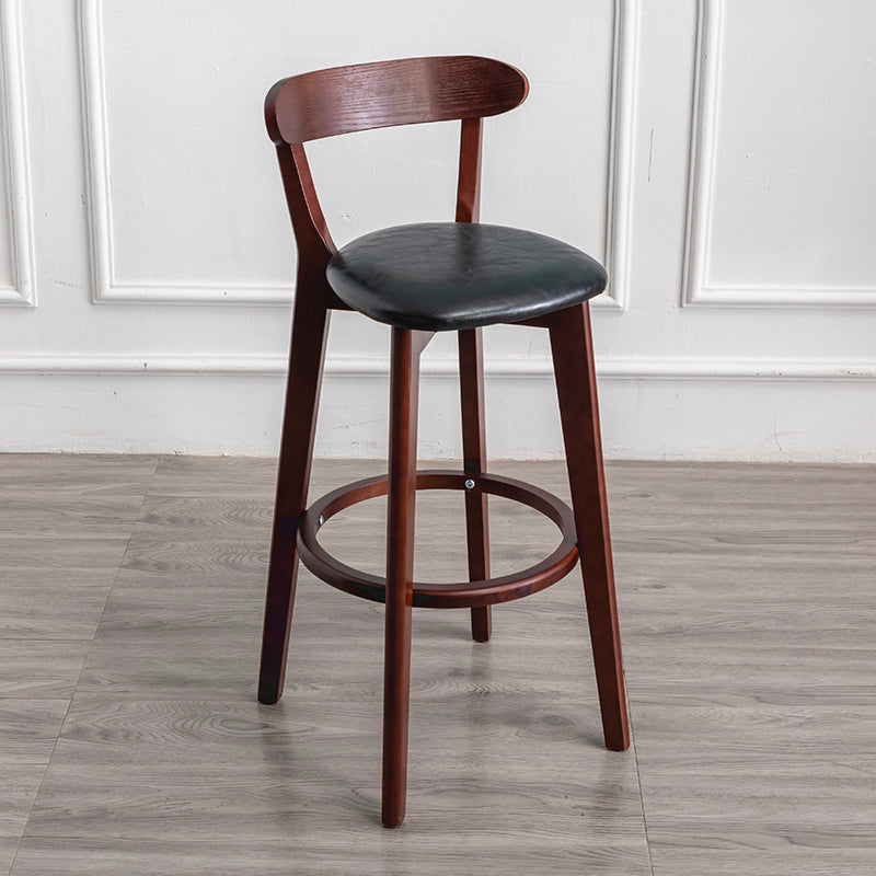 Modern Armless Backrest Counter Stool Wood Household Bar Stool with Cushion and Pedal Black Brown 1 Piece Clearhalo 'Bar Furniture' 'Bar Stools' 'bar_stools' 'furn' 'furn_bar_stools' 'furniture_bar_stools' 'Kitchen & Dining Furniture' 'kitchen&dining_furn' 'kitchen' 'kitchen_furn' Furniture' 4372130