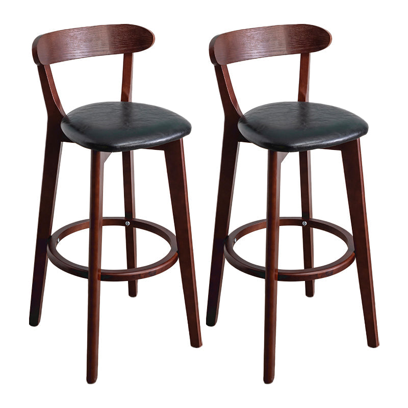 Modern Armless Backrest Counter Stool Wood Household Bar Stool with Cushion and Pedal Black Brown 2 Piece Set Clearhalo 'Bar Furniture' 'Bar Stools' 'bar_stools' 'furn' 'furn_bar_stools' 'furniture_bar_stools' 'Kitchen & Dining Furniture' 'kitchen&dining_furn' 'kitchen' 'kitchen_furn' Furniture' 4372131