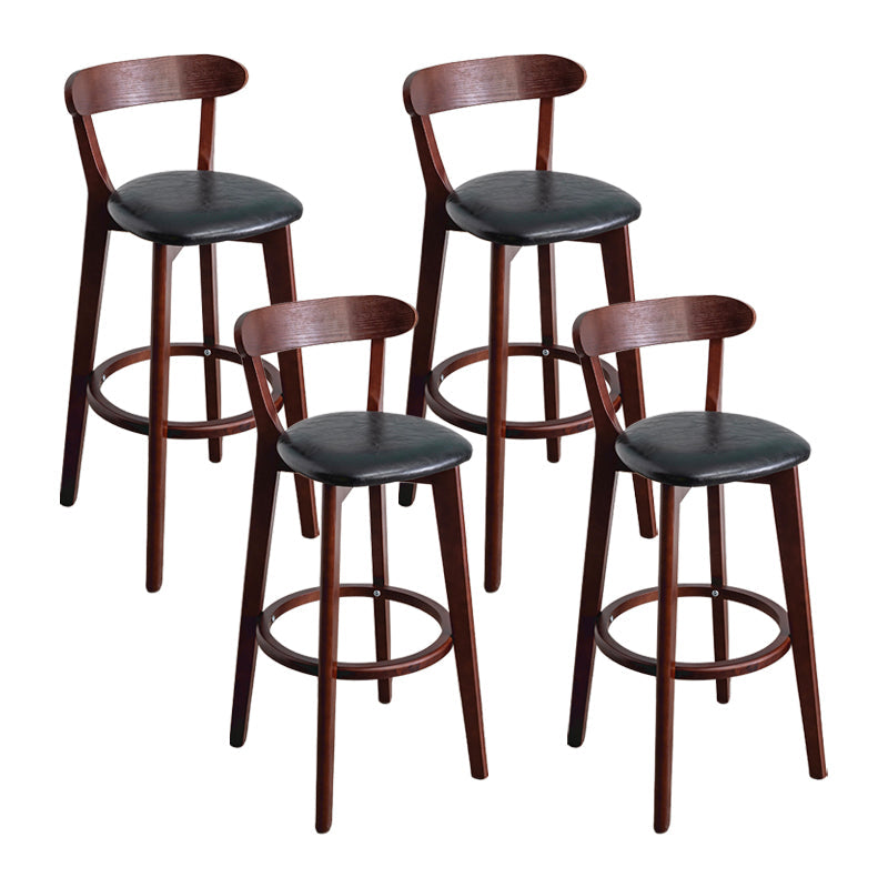 Modern Armless Backrest Counter Stool Wood Household Bar Stool with Cushion and Pedal Black Brown 4 Piece Set Clearhalo 'Bar Furniture' 'Bar Stools' 'bar_stools' 'furn' 'furn_bar_stools' 'furniture_bar_stools' 'Kitchen & Dining Furniture' 'kitchen&dining_furn' 'kitchen' 'kitchen_furn' Furniture' 4372132