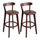 Modern Armless Backrest Counter Stool Wood Household Bar Stool with Cushion and Pedal Brown Brown 2 Piece Set Clearhalo 'Bar Furniture' 'Bar Stools' 'bar_stools' 'furn' 'furn_bar_stools' 'furniture_bar_stools' 'Kitchen & Dining Furniture' 'kitchen&dining_furn' 'kitchen' 'kitchen_furn' Furniture' 4372134