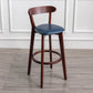 Modern Armless Backrest Counter Stool Wood Household Bar Stool with Cushion and Pedal Dark Blue Brown 1 Piece Clearhalo 'Bar Furniture' 'Bar Stools' 'bar_stools' 'furn' 'furn_bar_stools' 'furniture_bar_stools' 'Kitchen & Dining Furniture' 'kitchen&dining_furn' 'kitchen' 'kitchen_furn' Furniture' 4372136