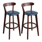 Modern Armless Backrest Counter Stool Wood Household Bar Stool with Cushion and Pedal Dark Blue Brown 2 Piece Set Clearhalo 'Bar Furniture' 'Bar Stools' 'bar_stools' 'furn' 'furn_bar_stools' 'furniture_bar_stools' 'Kitchen & Dining Furniture' 'kitchen&dining_furn' 'kitchen' 'kitchen_furn' Furniture' 4372137