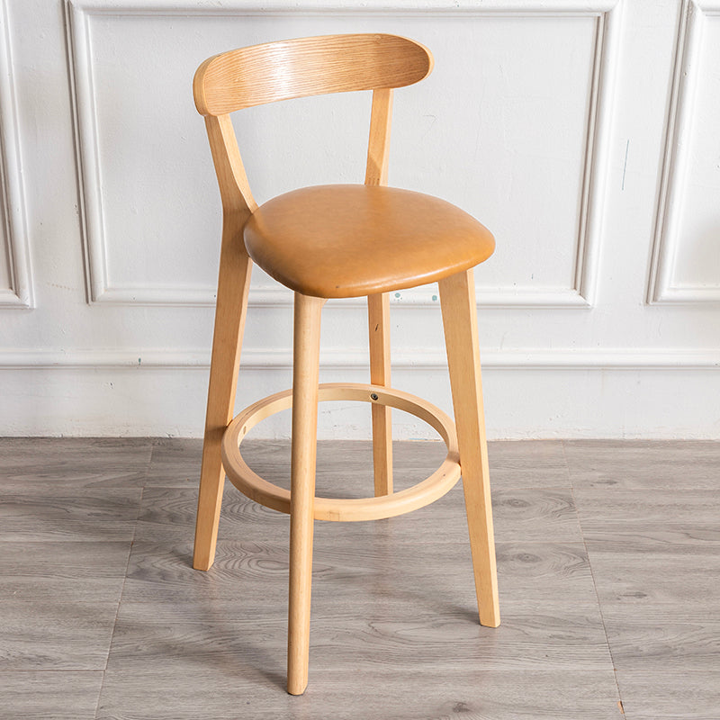 Modern Armless Backrest Counter Stool Wood Household Bar Stool with Cushion and Pedal Ginger Natural 1 Piece Clearhalo 'Bar Furniture' 'Bar Stools' 'bar_stools' 'furn' 'furn_bar_stools' 'furniture_bar_stools' 'Kitchen & Dining Furniture' 'kitchen&dining_furn' 'kitchen' 'kitchen_furn' Furniture' 4372139