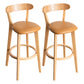 Modern Armless Backrest Counter Stool Wood Household Bar Stool with Cushion and Pedal Ginger Natural 2 Piece Set Clearhalo 'Bar Furniture' 'Bar Stools' 'bar_stools' 'furn' 'furn_bar_stools' 'furniture_bar_stools' 'Kitchen & Dining Furniture' 'kitchen&dining_furn' 'kitchen' 'kitchen_furn' Furniture' 4372140