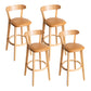 Modern Armless Backrest Counter Stool Wood Household Bar Stool with Cushion and Pedal Ginger Natural 4 Piece Set Clearhalo 'Bar Furniture' 'Bar Stools' 'bar_stools' 'furn' 'furn_bar_stools' 'furniture_bar_stools' 'Kitchen & Dining Furniture' 'kitchen&dining_furn' 'kitchen' 'kitchen_furn' Furniture' 4372141