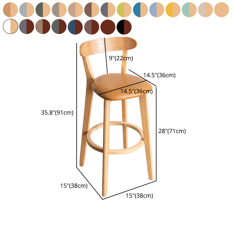 Modern Armless Backrest Counter Stool Wood Household Bar Stool with Cushion and Pedal Clearhalo 'Bar Furniture' 'Bar Stools' 'bar_stools' 'furn' 'furn_bar_stools' 'furniture_bar_stools' 'Kitchen & Dining Furniture' 'kitchen&dining_furn' 'kitchen' 'kitchen_furn' Furniture' 4372142