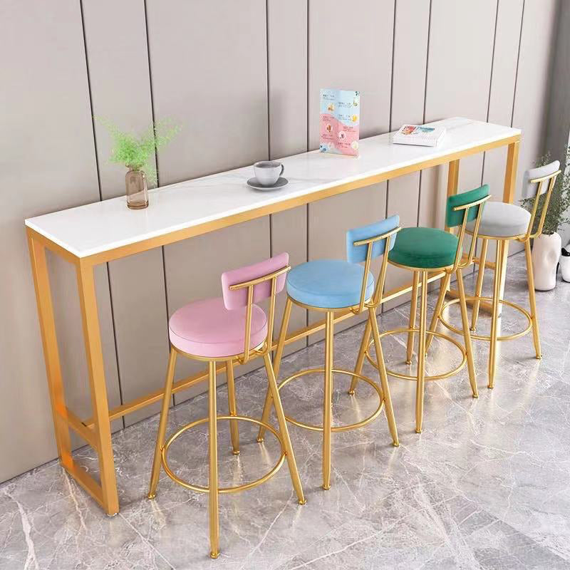 Glam Metal Upholstered Barstool Living Room Bar Stool with Iron Legs and Low Back,Cushion Clearhalo 'Bar Furniture' 'Bar Stools' 'bar_stools' 'furn' 'furn_bar_stools' 'furniture_bar_stools' 'Kitchen & Dining Furniture' 'kitchen&dining_furn' 'kitchen' 'kitchen_furn' Furniture' 4372143