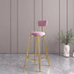 Glam Metal Upholstered Barstool Living Room Bar Stool with Iron Legs and Low Back,Cushion Pink 1 Piece Clearhalo 'Bar Furniture' 'Bar Stools' 'bar_stools' 'furn' 'furn_bar_stools' 'furniture_bar_stools' 'Kitchen & Dining Furniture' 'kitchen&dining_furn' 'kitchen' 'kitchen_furn' Furniture' 4372144