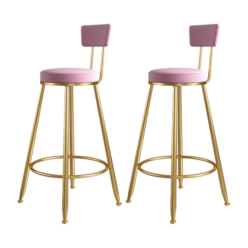 Glam Metal Upholstered Barstool Living Room Bar Stool with Iron Legs and Low Back,Cushion Pink 2 Piece Set Clearhalo 'Bar Furniture' 'Bar Stools' 'bar_stools' 'furn' 'furn_bar_stools' 'furniture_bar_stools' 'Kitchen & Dining Furniture' 'kitchen&dining_furn' 'kitchen' 'kitchen_furn' Furniture' 4372145