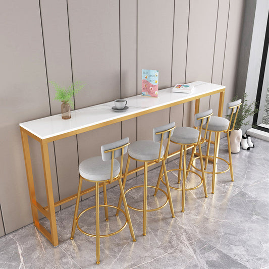 Glam Metal Upholstered Barstool Living Room Bar Stool with Iron Legs and Low Back,Cushion Clearhalo 'Bar Furniture' 'Bar Stools' 'bar_stools' 'furn' 'furn_bar_stools' 'furniture_bar_stools' 'Kitchen & Dining Furniture' 'kitchen&dining_furn' 'kitchen' 'kitchen_furn' Furniture' 4372146