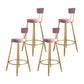 Glam Metal Upholstered Barstool Living Room Bar Stool with Iron Legs and Low Back,Cushion Pink 4 Piece Set Clearhalo 'Bar Furniture' 'Bar Stools' 'bar_stools' 'furn' 'furn_bar_stools' 'furniture_bar_stools' 'Kitchen & Dining Furniture' 'kitchen&dining_furn' 'kitchen' 'kitchen_furn' Furniture' 4372148