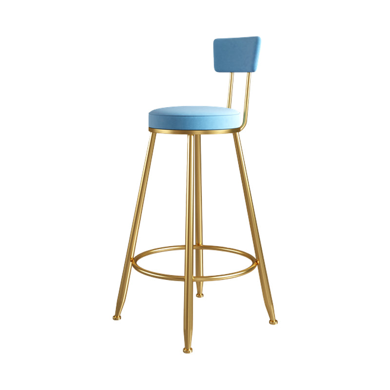 Glam Metal Upholstered Barstool Living Room Bar Stool with Iron Legs and Low Back,Cushion Blue 1 Piece Clearhalo 'Bar Furniture' 'Bar Stools' 'bar_stools' 'furn' 'furn_bar_stools' 'furniture_bar_stools' 'Kitchen & Dining Furniture' 'kitchen&dining_furn' 'kitchen' 'kitchen_furn' Furniture' 4372149