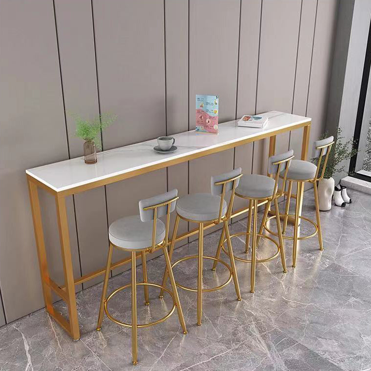 Glam Metal Upholstered Barstool Living Room Bar Stool with Iron Legs and Low Back,Cushion Clearhalo 'Bar Furniture' 'Bar Stools' 'bar_stools' 'furn' 'furn_bar_stools' 'furniture_bar_stools' 'Kitchen & Dining Furniture' 'kitchen&dining_furn' 'kitchen' 'kitchen_furn' Furniture' 4372150