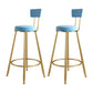 Glam Metal Upholstered Barstool Living Room Bar Stool with Iron Legs and Low Back,Cushion Blue 2 Piece Set Clearhalo 'Bar Furniture' 'Bar Stools' 'bar_stools' 'furn' 'furn_bar_stools' 'furniture_bar_stools' 'Kitchen & Dining Furniture' 'kitchen&dining_furn' 'kitchen' 'kitchen_furn' Furniture' 4372152