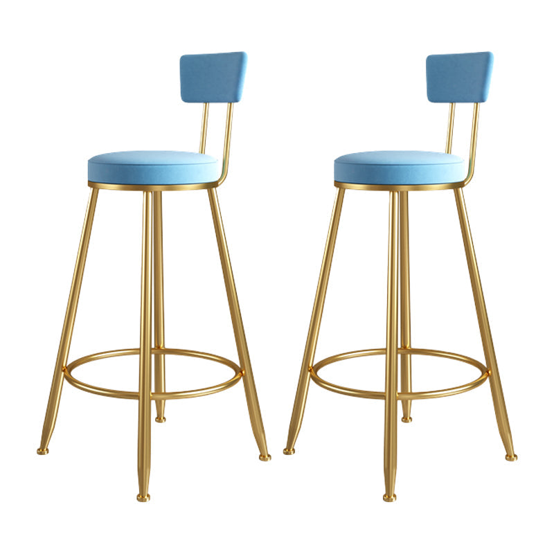 Glam Metal Upholstered Barstool Living Room Bar Stool with Iron Legs and Low Back,Cushion Blue 2 Piece Set Clearhalo 'Bar Furniture' 'Bar Stools' 'bar_stools' 'furn' 'furn_bar_stools' 'furniture_bar_stools' 'Kitchen & Dining Furniture' 'kitchen&dining_furn' 'kitchen' 'kitchen_furn' Furniture' 4372152