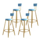 Glam Metal Upholstered Barstool Living Room Bar Stool with Iron Legs and Low Back,Cushion Blue 4 Piece Set Clearhalo 'Bar Furniture' 'Bar Stools' 'bar_stools' 'furn' 'furn_bar_stools' 'furniture_bar_stools' 'Kitchen & Dining Furniture' 'kitchen&dining_furn' 'kitchen' 'kitchen_furn' Furniture' 4372153