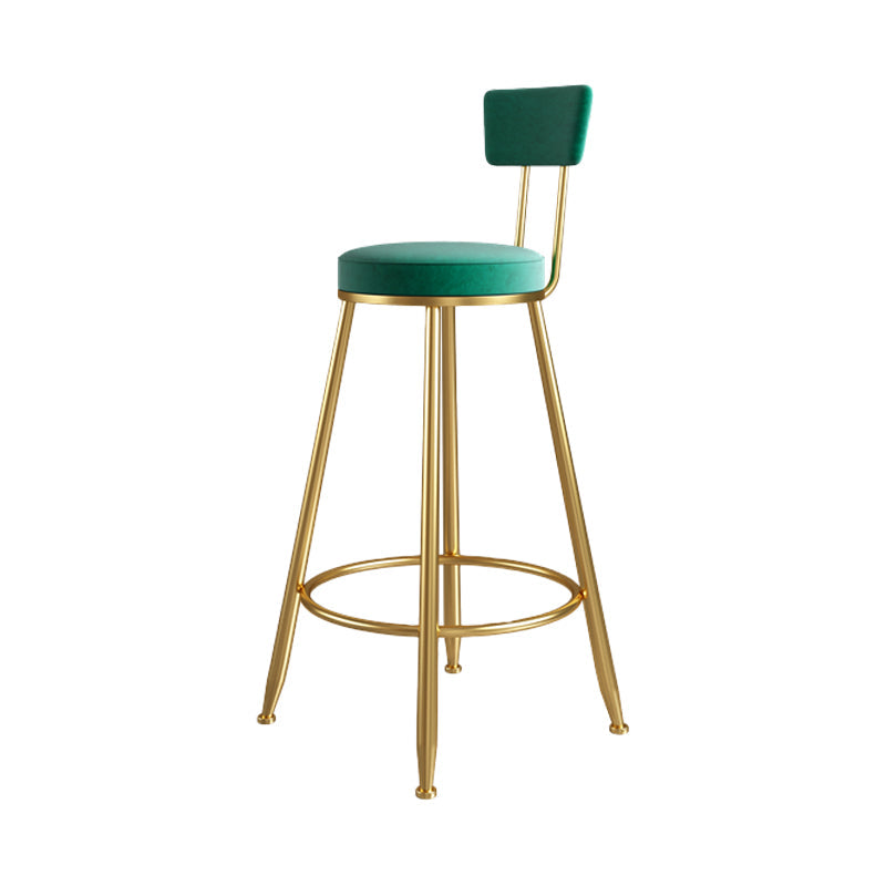 Glam Metal Upholstered Barstool Living Room Bar Stool with Iron Legs and Low Back,Cushion Green 1 Piece Clearhalo 'Bar Furniture' 'Bar Stools' 'bar_stools' 'furn' 'furn_bar_stools' 'furniture_bar_stools' 'Kitchen & Dining Furniture' 'kitchen&dining_furn' 'kitchen' 'kitchen_furn' Furniture' 4372156
