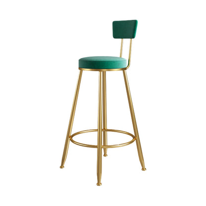 Glam Metal Upholstered Barstool Living Room Bar Stool with Iron Legs and Low Back,Cushion Green 1 Piece Clearhalo 'Bar Furniture' 'Bar Stools' 'bar_stools' 'furn' 'furn_bar_stools' 'furniture_bar_stools' 'Kitchen & Dining Furniture' 'kitchen&dining_furn' 'kitchen' 'kitchen_furn' Furniture' 4372156