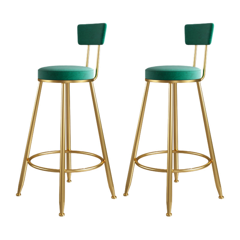 Glam Metal Upholstered Barstool Living Room Bar Stool with Iron Legs and Low Back,Cushion Green 2 Piece Set Clearhalo 'Bar Furniture' 'Bar Stools' 'bar_stools' 'furn' 'furn_bar_stools' 'furniture_bar_stools' 'Kitchen & Dining Furniture' 'kitchen&dining_furn' 'kitchen' 'kitchen_furn' Furniture' 4372157