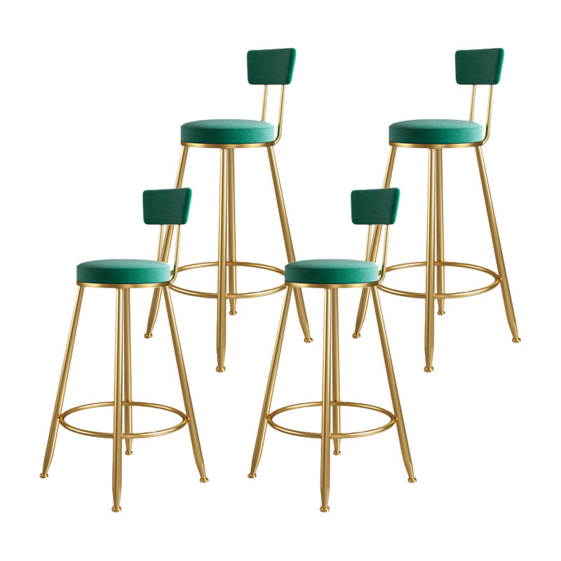 Glam Metal Upholstered Barstool Living Room Bar Stool with Iron Legs and Low Back,Cushion Green 4 Piece Set Clearhalo 'Bar Furniture' 'Bar Stools' 'bar_stools' 'furn' 'furn_bar_stools' 'furniture_bar_stools' 'Kitchen & Dining Furniture' 'kitchen&dining_furn' 'kitchen' 'kitchen_furn' Furniture' 4372158