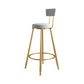 Glam Metal Upholstered Barstool Living Room Bar Stool with Iron Legs and Low Back,Cushion Grey 1 Piece Clearhalo 'Bar Furniture' 'Bar Stools' 'bar_stools' 'furn' 'furn_bar_stools' 'furniture_bar_stools' 'Kitchen & Dining Furniture' 'kitchen&dining_furn' 'kitchen' 'kitchen_furn' Furniture' 4372159