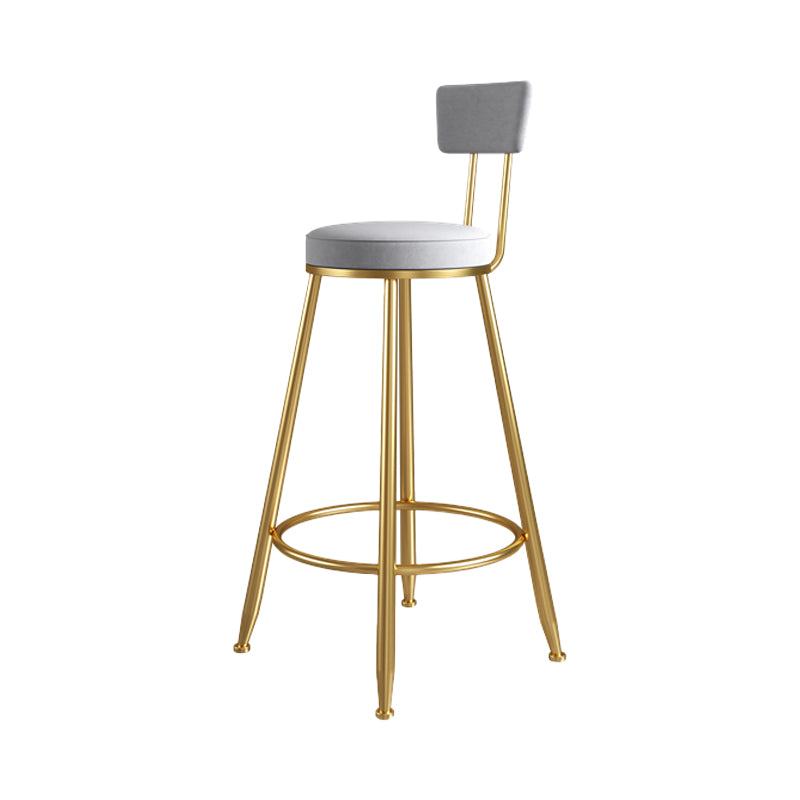 Glam Metal Upholstered Barstool Living Room Bar Stool with Iron Legs and Low Back,Cushion Grey 1 Piece Clearhalo 'Bar Furniture' 'Bar Stools' 'bar_stools' 'furn' 'furn_bar_stools' 'furniture_bar_stools' 'Kitchen & Dining Furniture' 'kitchen&dining_furn' 'kitchen' 'kitchen_furn' Furniture' 4372159
