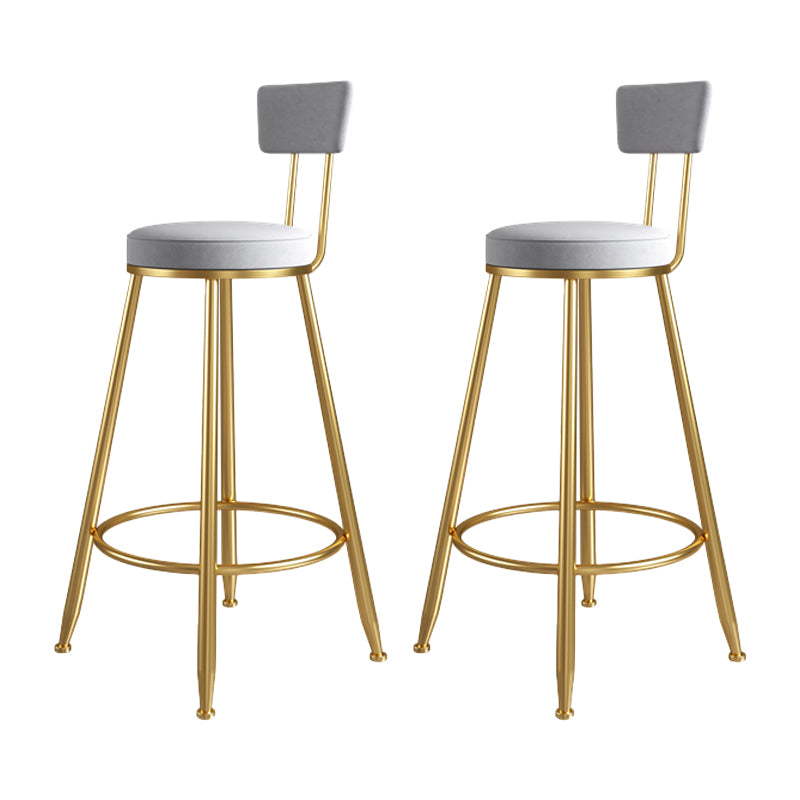 Glam Metal Upholstered Barstool Living Room Bar Stool with Iron Legs and Low Back,Cushion Grey 2 Piece Set Clearhalo 'Bar Furniture' 'Bar Stools' 'bar_stools' 'furn' 'furn_bar_stools' 'furniture_bar_stools' 'Kitchen & Dining Furniture' 'kitchen&dining_furn' 'kitchen' 'kitchen_furn' Furniture' 4372160