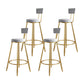 Glam Metal Upholstered Barstool Living Room Bar Stool with Iron Legs and Low Back,Cushion Grey 4 Piece Set Clearhalo 'Bar Furniture' 'Bar Stools' 'bar_stools' 'furn' 'furn_bar_stools' 'furniture_bar_stools' 'Kitchen & Dining Furniture' 'kitchen&dining_furn' 'kitchen' 'kitchen_furn' Furniture' 4372161