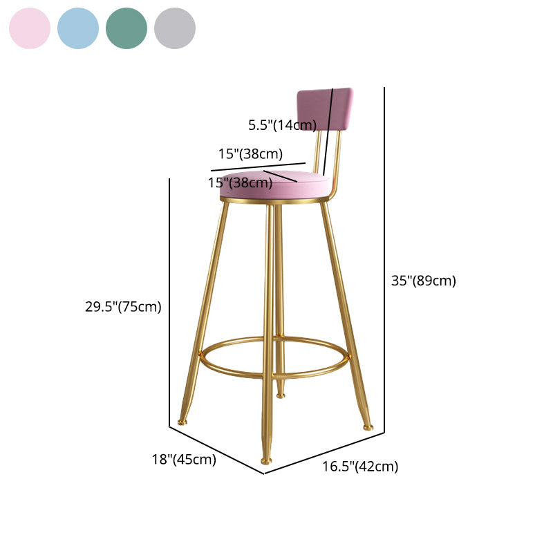 Glam Metal Upholstered Barstool Living Room Bar Stool with Iron Legs and Low Back,Cushion Clearhalo 'Bar Furniture' 'Bar Stools' 'bar_stools' 'furn' 'furn_bar_stools' 'furniture_bar_stools' 'Kitchen & Dining Furniture' 'kitchen&dining_furn' 'kitchen' 'kitchen_furn' Furniture' 4372162
