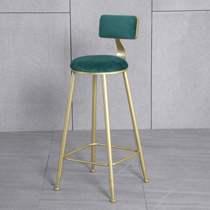 Glam Metal Upholstered Barstool Bristol Bar Stool with Iron Legs and Low Back,Cushion Green 1 Piece Clearhalo 'Bar Furniture' 'Bar Stools' 'bar_stools' 'furn' 'furn_bar_stools' 'furniture_bar_stools' 'Kitchen & Dining Furniture' 'kitchen&dining_furn' 'kitchen' 'kitchen_furn' Furniture' 4372199