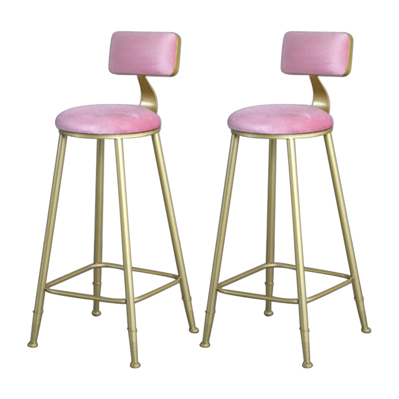 Glam Metal Upholstered Barstool Bristol Bar Stool with Iron Legs and Low Back,Cushion Pink 2 Piece Set Clearhalo 'Bar Furniture' 'Bar Stools' 'bar_stools' 'furn' 'furn_bar_stools' 'furniture_bar_stools' 'Kitchen & Dining Furniture' 'kitchen&dining_furn' 'kitchen' 'kitchen_furn' Furniture' 4372200