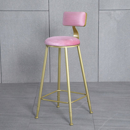 Glam Metal Upholstered Barstool Bristol Bar Stool with Iron Legs and Low Back,Cushion Pink 1 Piece Clearhalo 'Bar Furniture' 'Bar Stools' 'bar_stools' 'furn' 'furn_bar_stools' 'furniture_bar_stools' 'Kitchen & Dining Furniture' 'kitchen&dining_furn' 'kitchen' 'kitchen_furn' Furniture' 4372201