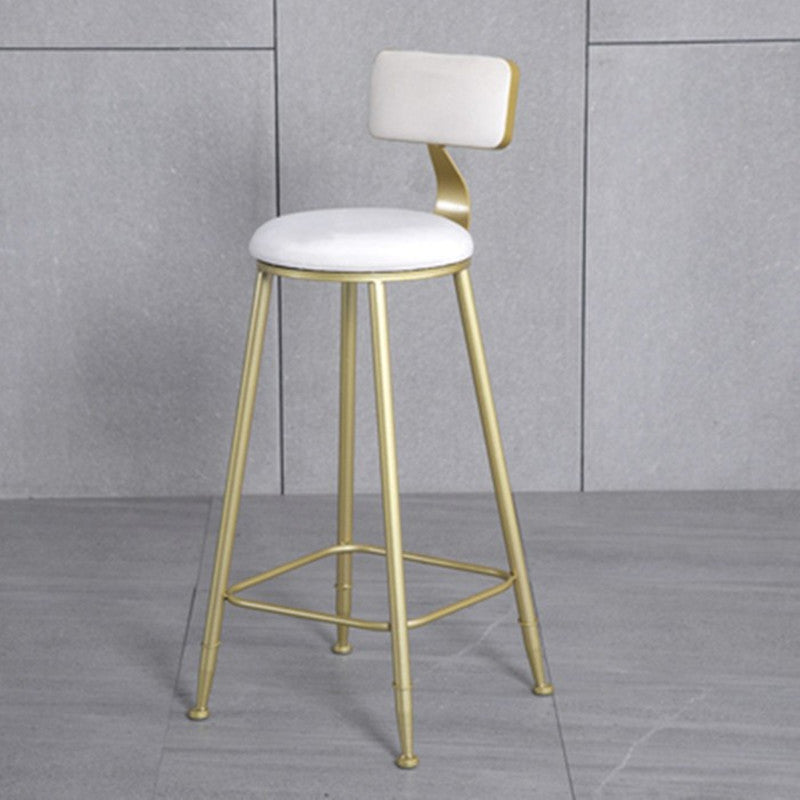 Glam Metal Upholstered Barstool Bristol Bar Stool with Iron Legs and Low Back,Cushion White 1 Piece Clearhalo 'Bar Furniture' 'Bar Stools' 'bar_stools' 'furn' 'furn_bar_stools' 'furniture_bar_stools' 'Kitchen & Dining Furniture' 'kitchen&dining_furn' 'kitchen' 'kitchen_furn' Furniture' 4372203