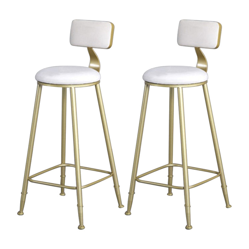 Glam Metal Upholstered Barstool Bristol Bar Stool with Iron Legs and Low Back,Cushion White 2 Piece Set Clearhalo 'Bar Furniture' 'Bar Stools' 'bar_stools' 'furn' 'furn_bar_stools' 'furniture_bar_stools' 'Kitchen & Dining Furniture' 'kitchen&dining_furn' 'kitchen' 'kitchen_furn' Furniture' 4372205