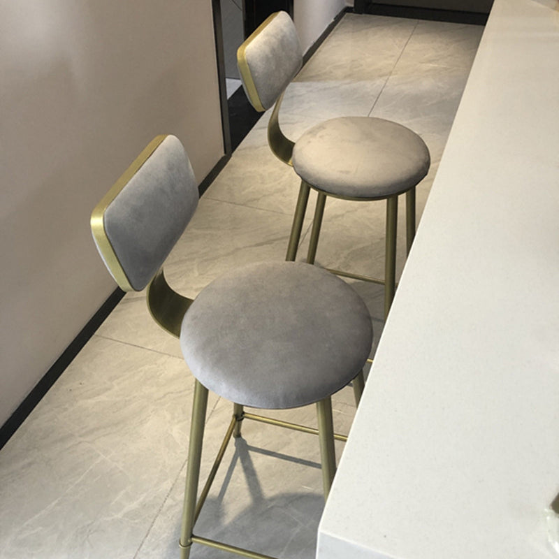 Glam Metal Upholstered Barstool Bristol Bar Stool with Iron Legs and Low Back,Cushion Clearhalo 'Bar Furniture' 'Bar Stools' 'bar_stools' 'furn' 'furn_bar_stools' 'furniture_bar_stools' 'Kitchen & Dining Furniture' 'kitchen&dining_furn' 'kitchen' 'kitchen_furn' Furniture' 4372206