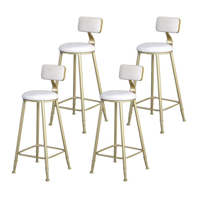 Glam Metal Upholstered Barstool Bristol Bar Stool with Iron Legs and Low Back,Cushion White 4 Piece Set Clearhalo 'Bar Furniture' 'Bar Stools' 'bar_stools' 'furn' 'furn_bar_stools' 'furniture_bar_stools' 'Kitchen & Dining Furniture' 'kitchen&dining_furn' 'kitchen' 'kitchen_furn' Furniture' 4372207