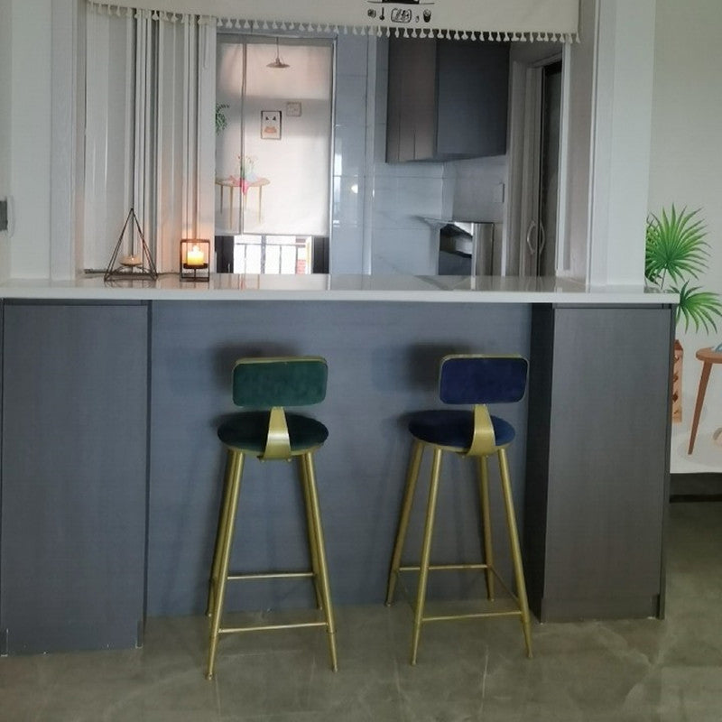 Glam Metal Upholstered Barstool Bristol Bar Stool with Iron Legs and Low Back,Cushion Clearhalo 'Bar Furniture' 'Bar Stools' 'bar_stools' 'furn' 'furn_bar_stools' 'furniture_bar_stools' 'Kitchen & Dining Furniture' 'kitchen&dining_furn' 'kitchen' 'kitchen_furn' Furniture' 4372209