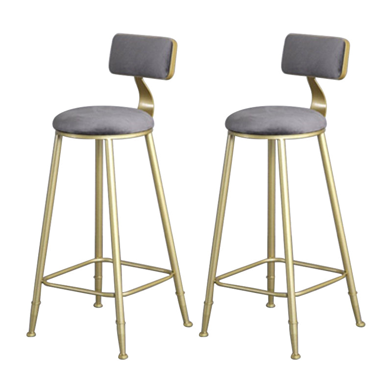 Glam Metal Upholstered Barstool Bristol Bar Stool with Iron Legs and Low Back,Cushion Gray 2 Piece Set Clearhalo 'Bar Furniture' 'Bar Stools' 'bar_stools' 'furn' 'furn_bar_stools' 'furniture_bar_stools' 'Kitchen & Dining Furniture' 'kitchen&dining_furn' 'kitchen' 'kitchen_furn' Furniture' 4372210