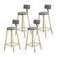 Glam Metal Upholstered Barstool Bristol Bar Stool with Iron Legs and Low Back,Cushion Gray 4 Piece Set Clearhalo 'Bar Furniture' 'Bar Stools' 'bar_stools' 'furn' 'furn_bar_stools' 'furniture_bar_stools' 'Kitchen & Dining Furniture' 'kitchen&dining_furn' 'kitchen' 'kitchen_furn' Furniture' 4372212