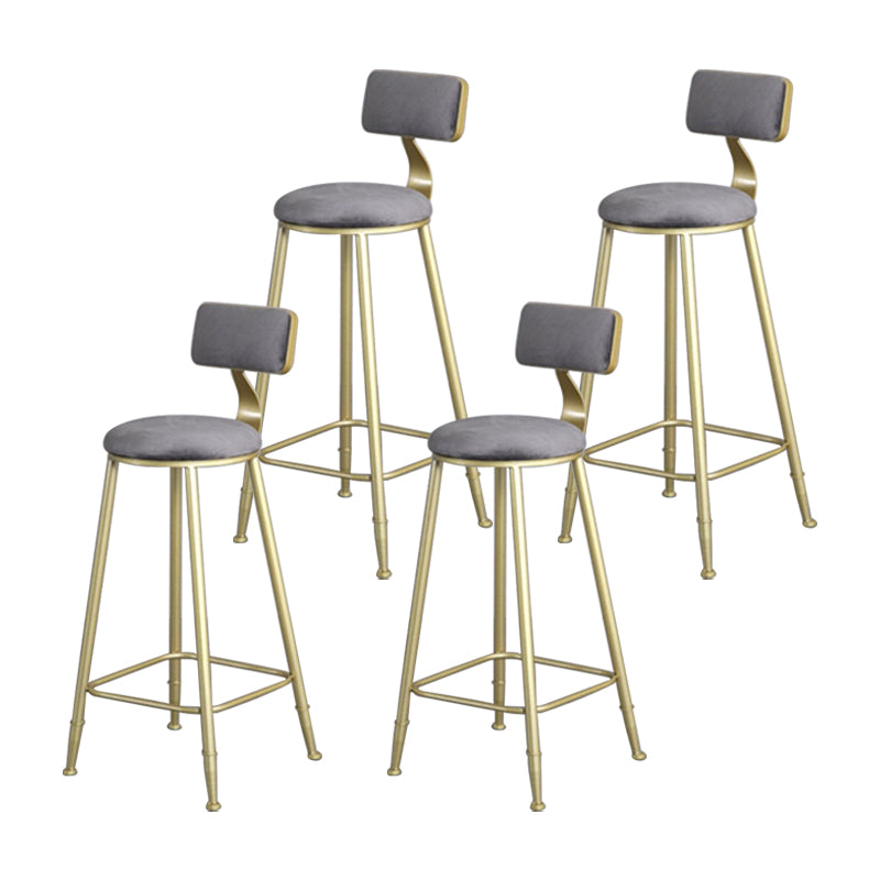 Glam Metal Upholstered Barstool Bristol Bar Stool with Iron Legs and Low Back,Cushion Gray 4 Piece Set Clearhalo 'Bar Furniture' 'Bar Stools' 'bar_stools' 'furn' 'furn_bar_stools' 'furniture_bar_stools' 'Kitchen & Dining Furniture' 'kitchen&dining_furn' 'kitchen' 'kitchen_furn' Furniture' 4372212