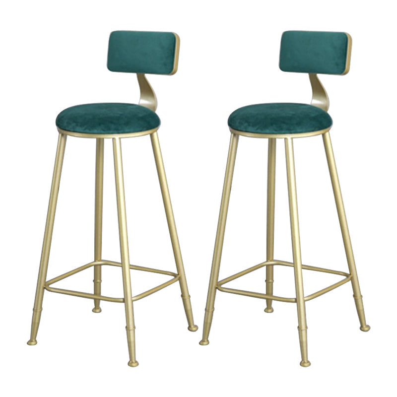 Glam Metal Upholstered Barstool Bristol Bar Stool with Iron Legs and Low Back,Cushion Green 2 Piece Set Clearhalo 'Bar Furniture' 'Bar Stools' 'bar_stools' 'furn' 'furn_bar_stools' 'furniture_bar_stools' 'Kitchen & Dining Furniture' 'kitchen&dining_furn' 'kitchen' 'kitchen_furn' Furniture' 4372213