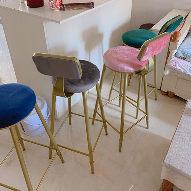 Glam Metal Upholstered Barstool Bristol Bar Stool with Iron Legs and Low Back,Cushion Clearhalo 'Bar Furniture' 'Bar Stools' 'bar_stools' 'furn' 'furn_bar_stools' 'furniture_bar_stools' 'Kitchen & Dining Furniture' 'kitchen&dining_furn' 'kitchen' 'kitchen_furn' Furniture' 4372214