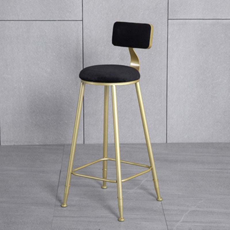 Glam Metal Upholstered Barstool Bristol Bar Stool with Iron Legs and Low Back,Cushion Black 1 Piece Clearhalo 'Bar Furniture' 'Bar Stools' 'bar_stools' 'furn' 'furn_bar_stools' 'furniture_bar_stools' 'Kitchen & Dining Furniture' 'kitchen&dining_furn' 'kitchen' 'kitchen_furn' Furniture' 4372216