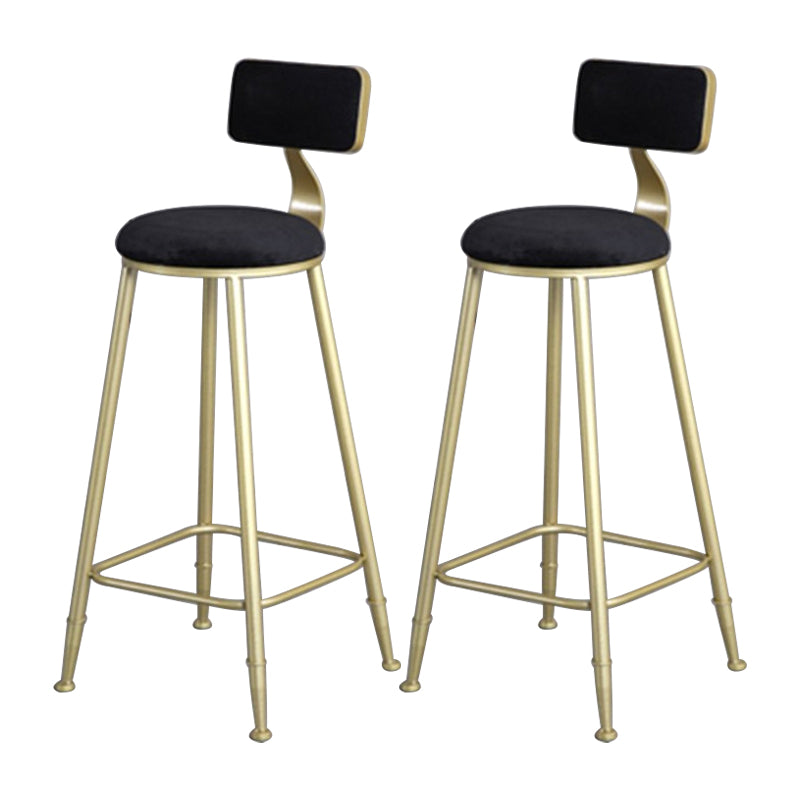 Glam Metal Upholstered Barstool Bristol Bar Stool with Iron Legs and Low Back,Cushion Black 2 Piece Set Clearhalo 'Bar Furniture' 'Bar Stools' 'bar_stools' 'furn' 'furn_bar_stools' 'furniture_bar_stools' 'Kitchen & Dining Furniture' 'kitchen&dining_furn' 'kitchen' 'kitchen_furn' Furniture' 4372217
