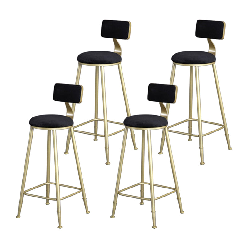 Glam Metal Upholstered Barstool Bristol Bar Stool with Iron Legs and Low Back,Cushion Black 4 Piece Set Clearhalo 'Bar Furniture' 'Bar Stools' 'bar_stools' 'furn' 'furn_bar_stools' 'furniture_bar_stools' 'Kitchen & Dining Furniture' 'kitchen&dining_furn' 'kitchen' 'kitchen_furn' Furniture' 4372218